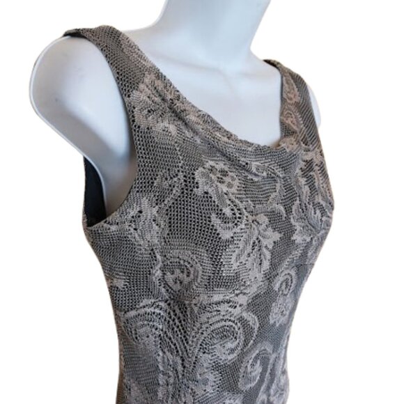 Gray  Sleeveless Lace Dress with Shaggy Hem Size 6 - Picture 2 of 5